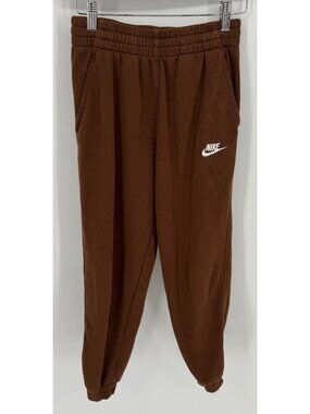 Nike Youth Brown Fleece Joggers With Elastic Waistband & Pockets Size Large